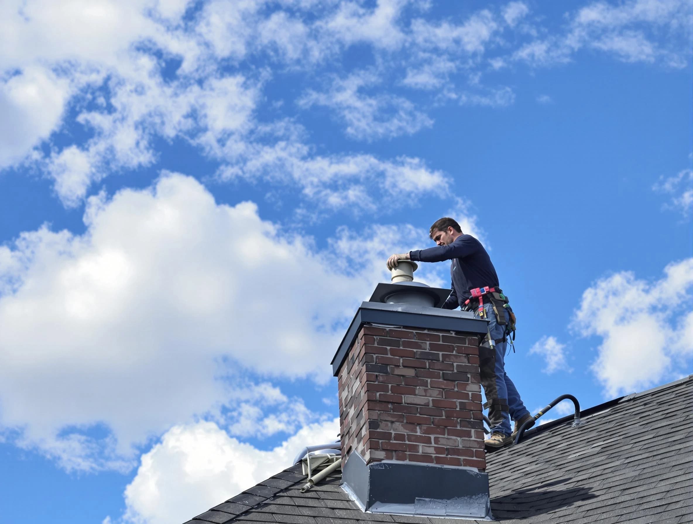 Cullman Chimney Sweep installing a sturdy chimney cap in Cullman, AL