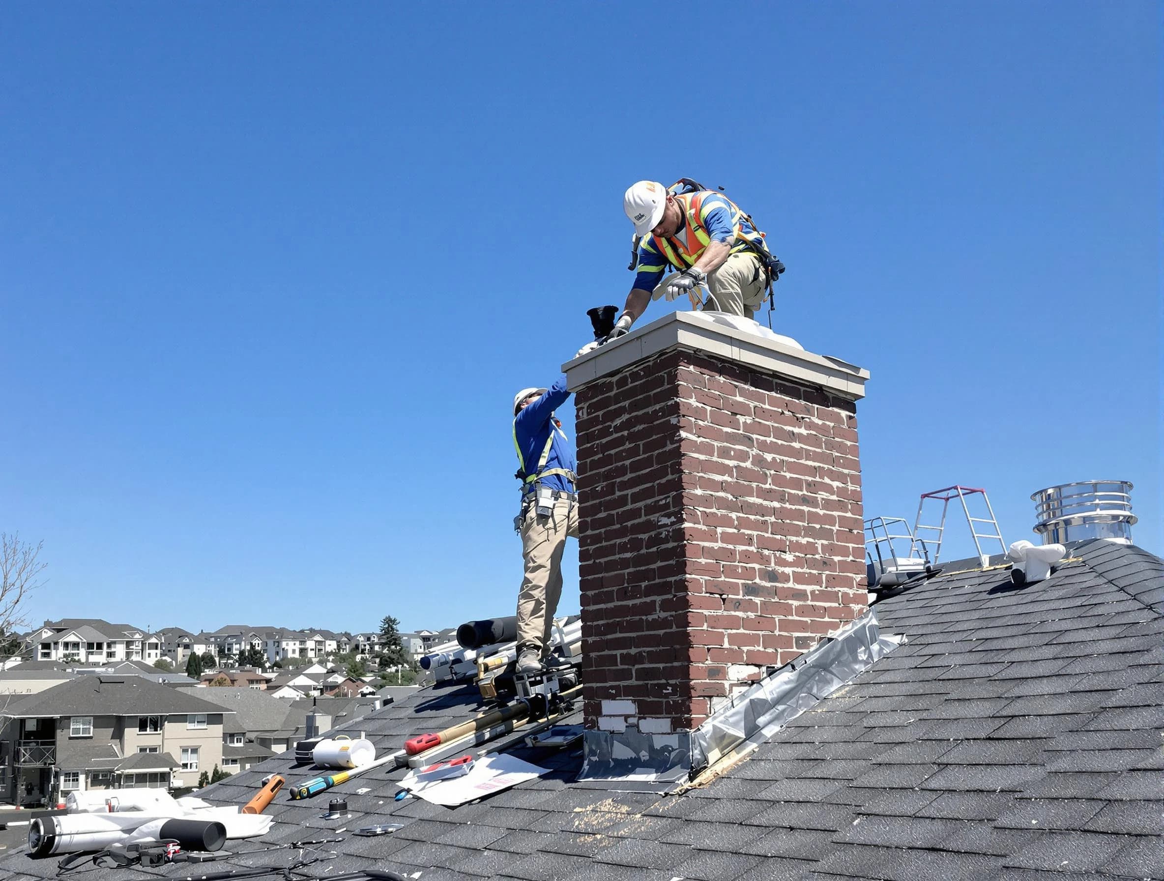 Cullman Chimney Sweep repairing a chimney crown in Cullman, AL