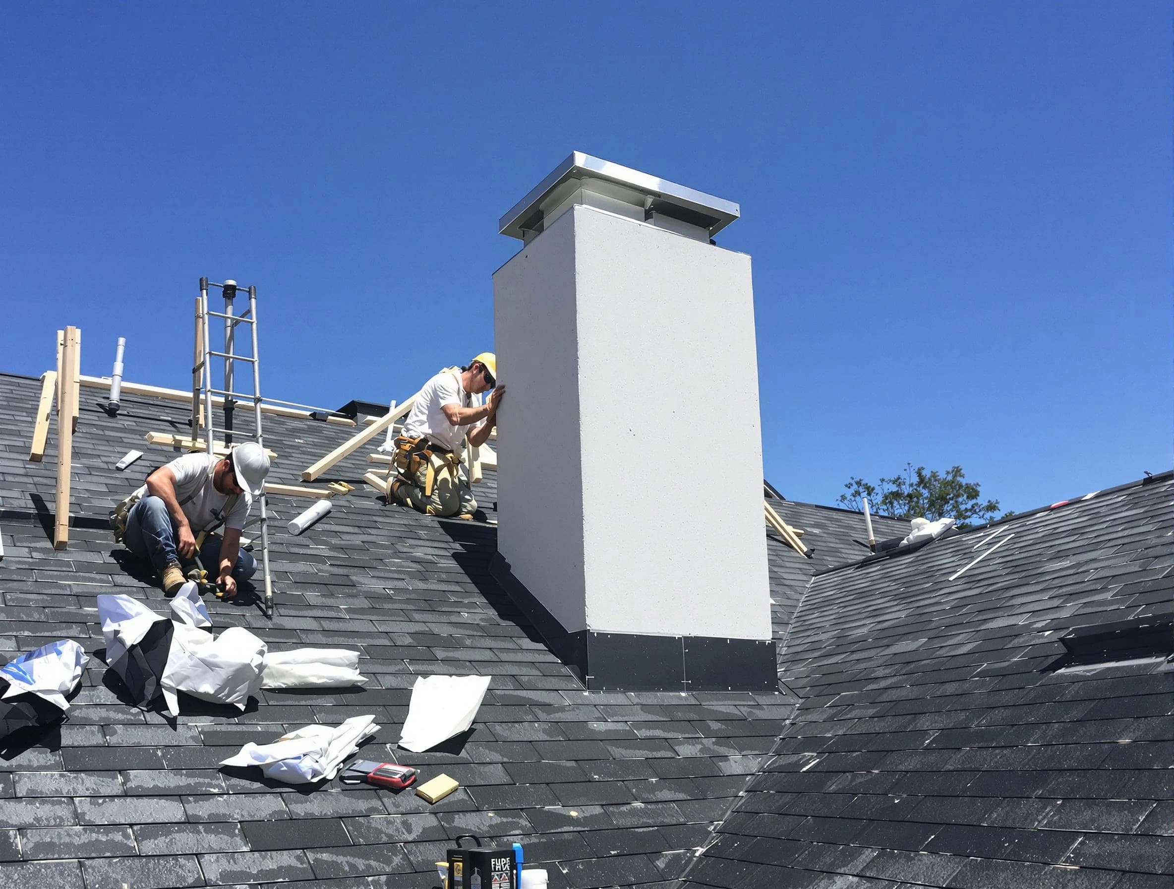 Cullman Chimney Sweep crew installing a new chimney in Cullman, AL
