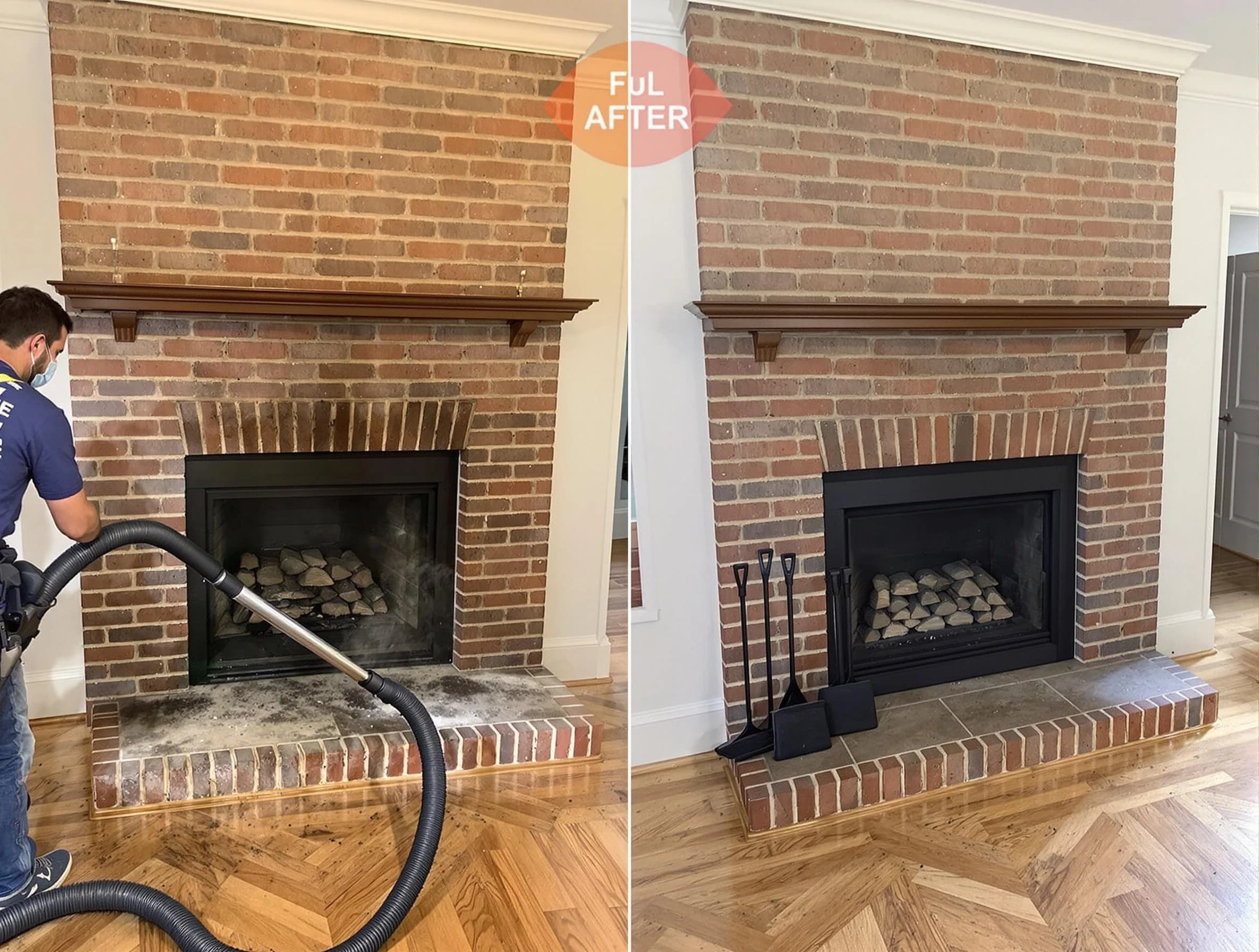 Cullman Chimney Sweep carefully sanitizing a fireplace in Cullman, AL