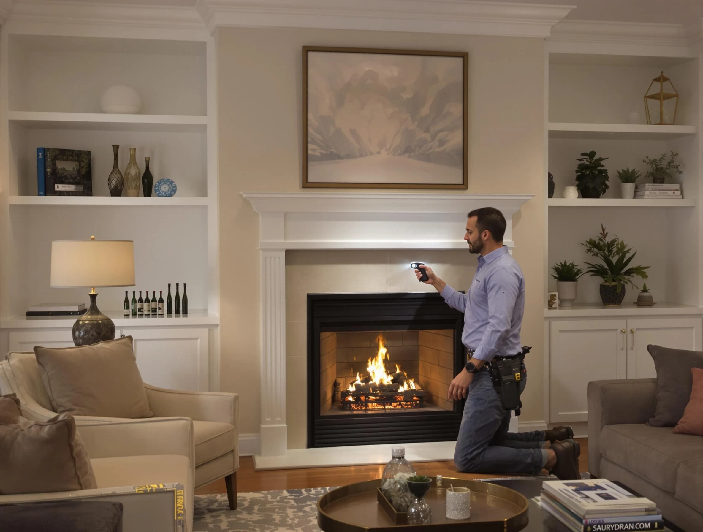 Cullman Chimney Sweep conducting a fireplace safety inspection in Cullman, AL