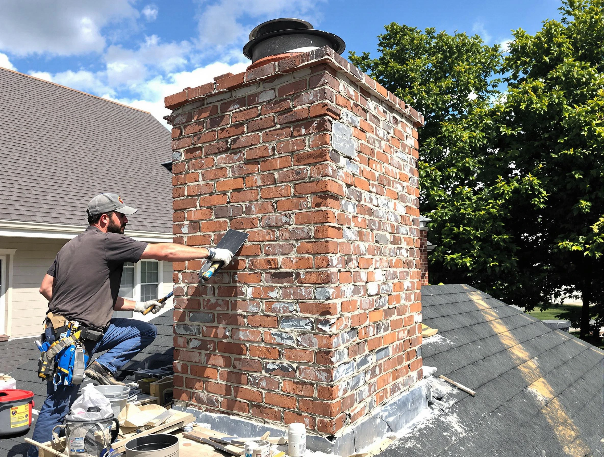 Completed chimney rebuild by Cullman Chimney Sweep in Cullman, AL