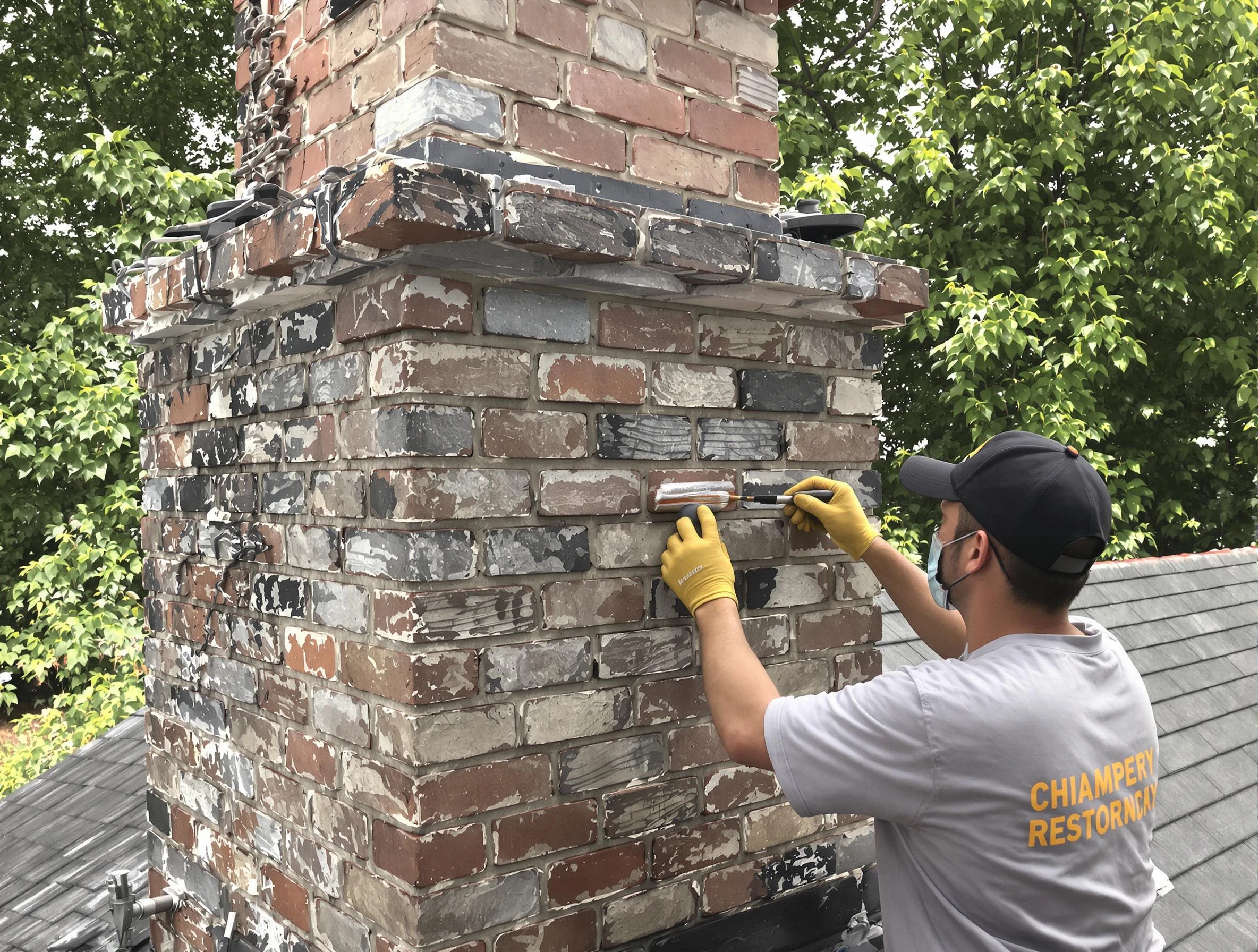 In-progress chimney restoration by Cullman Chimney Sweep in Cullman, AL